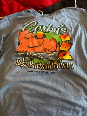 Corky's "Best Butts in Town!" Graphic Tee - Blue